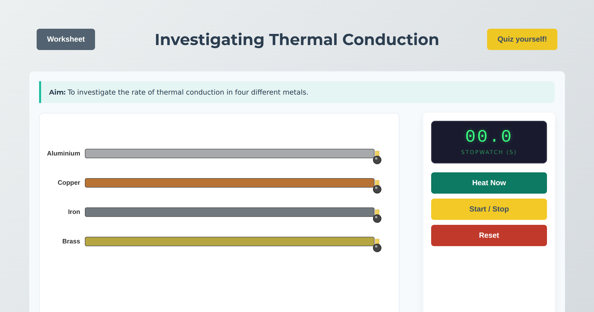 Investigating Thermal Conduction — Free Interactive GCSE Physics ...